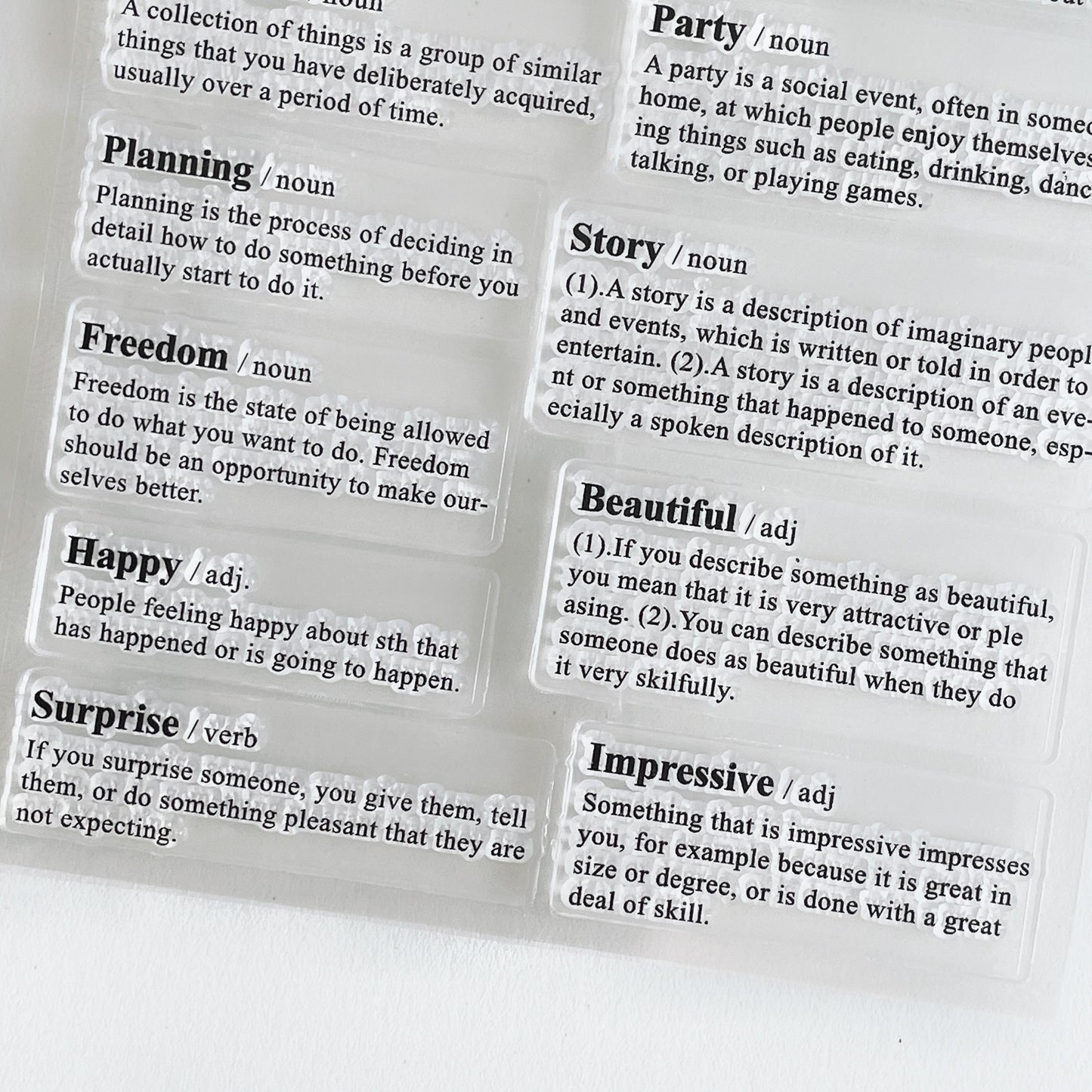 English Word Interpretations Journal Clear Stamp | Planner Notebook Transparent Rubber Stamps | Bullet Journal Planner Accessories Supplies