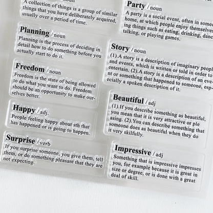 English Word Interpretations Journal Clear Stamp | Planner Notebook Transparent Rubber Stamps | Bullet Journal Planner Accessories Supplies