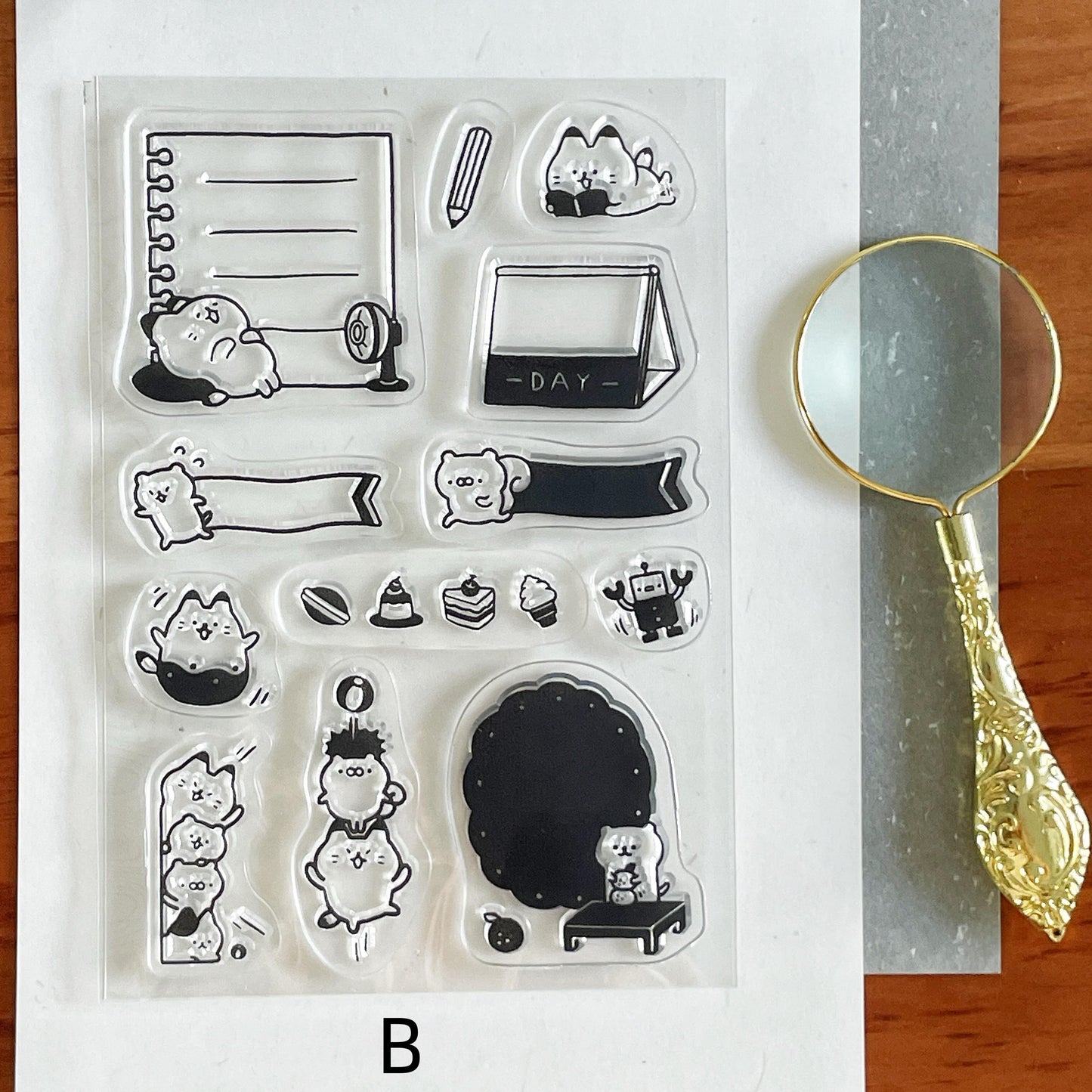 Cute Kitten Cat Clear Stamp | Daily Plan Memo Transparent Rubber Stamp Set | Planner Bullet Journal Journaling Supply TN Accessories