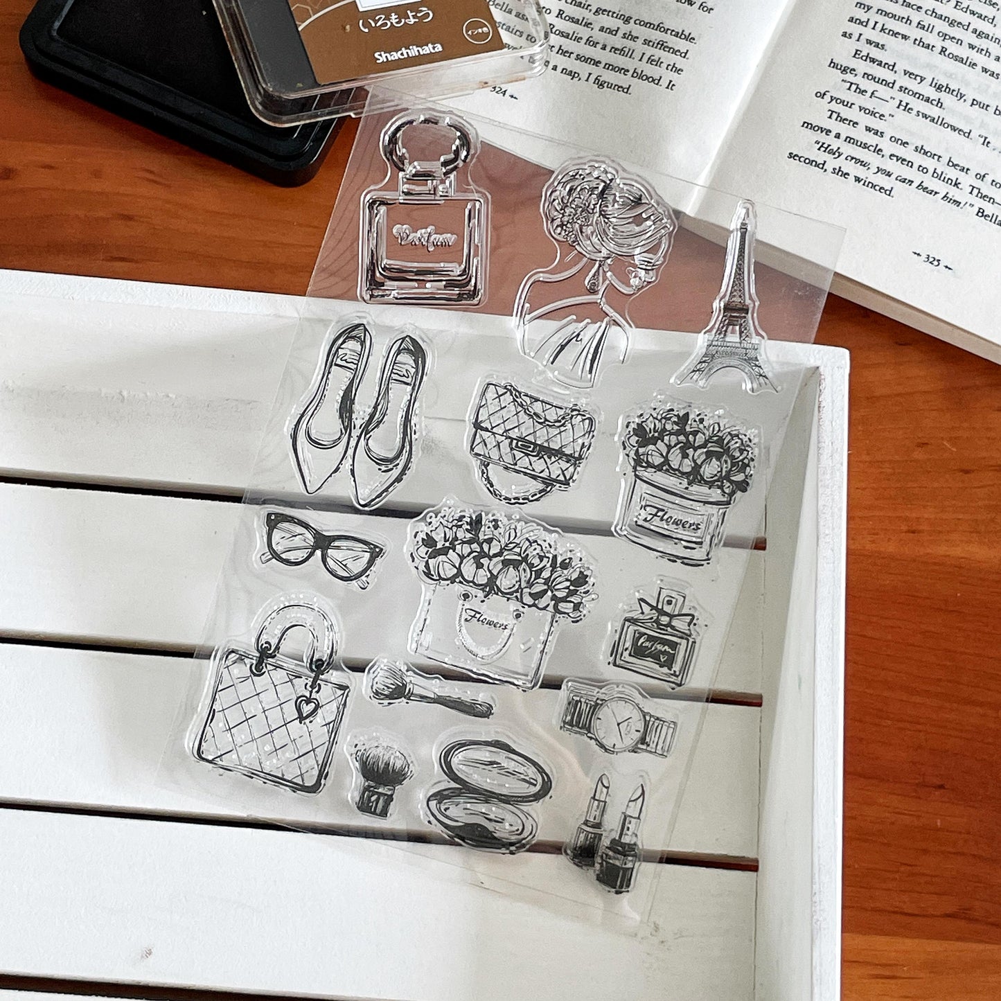 Fashion Girl Silicone Stamp | Paris Perfume Bag Cosmetics Transparent Rubber Stamps | Bullet Journal Planner Accessories Supplies