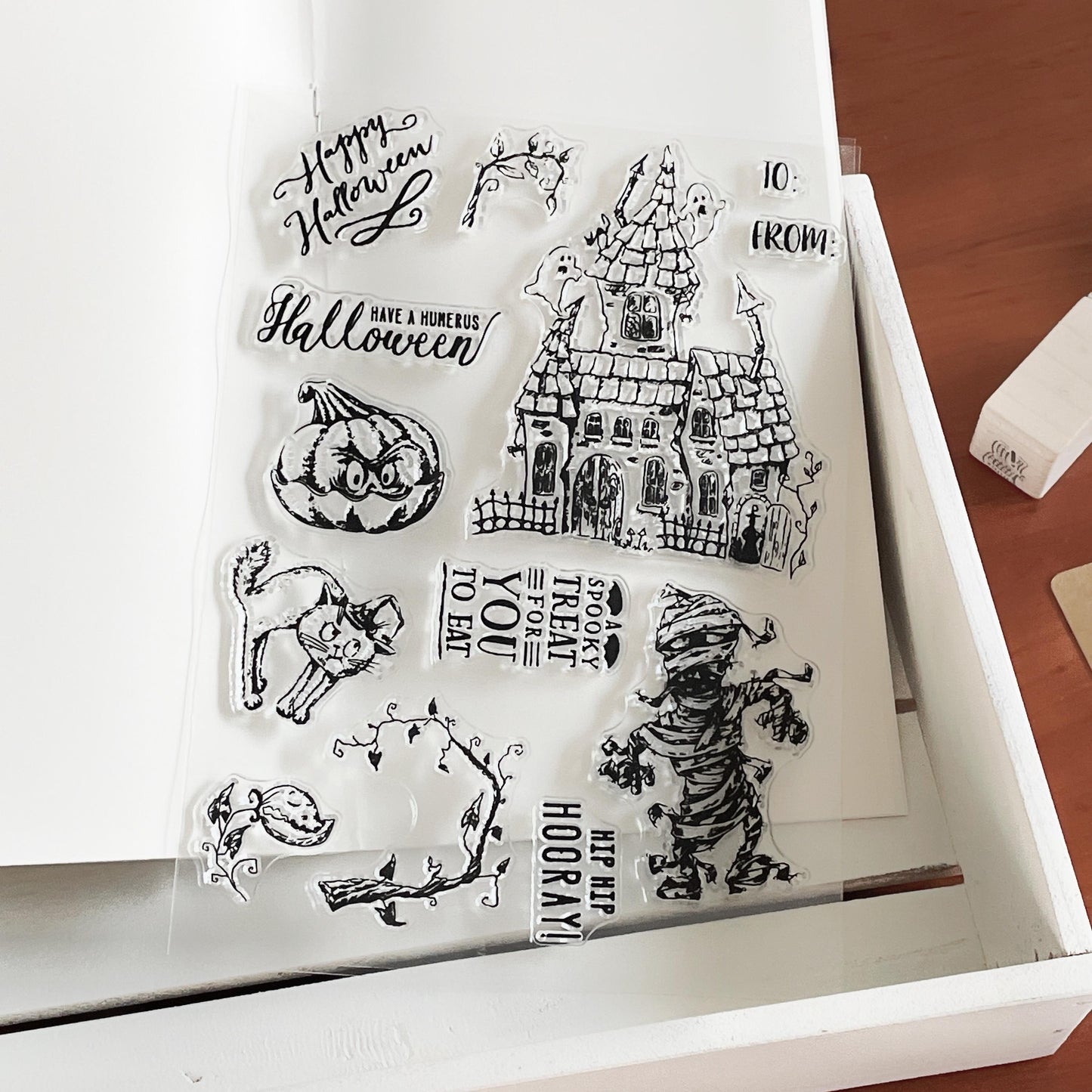 Halloween Journal Clear Stamp | Pumpkin Ghost Transparent Rubber Stamps| Card Making Scrapbooking Stamping Supplies