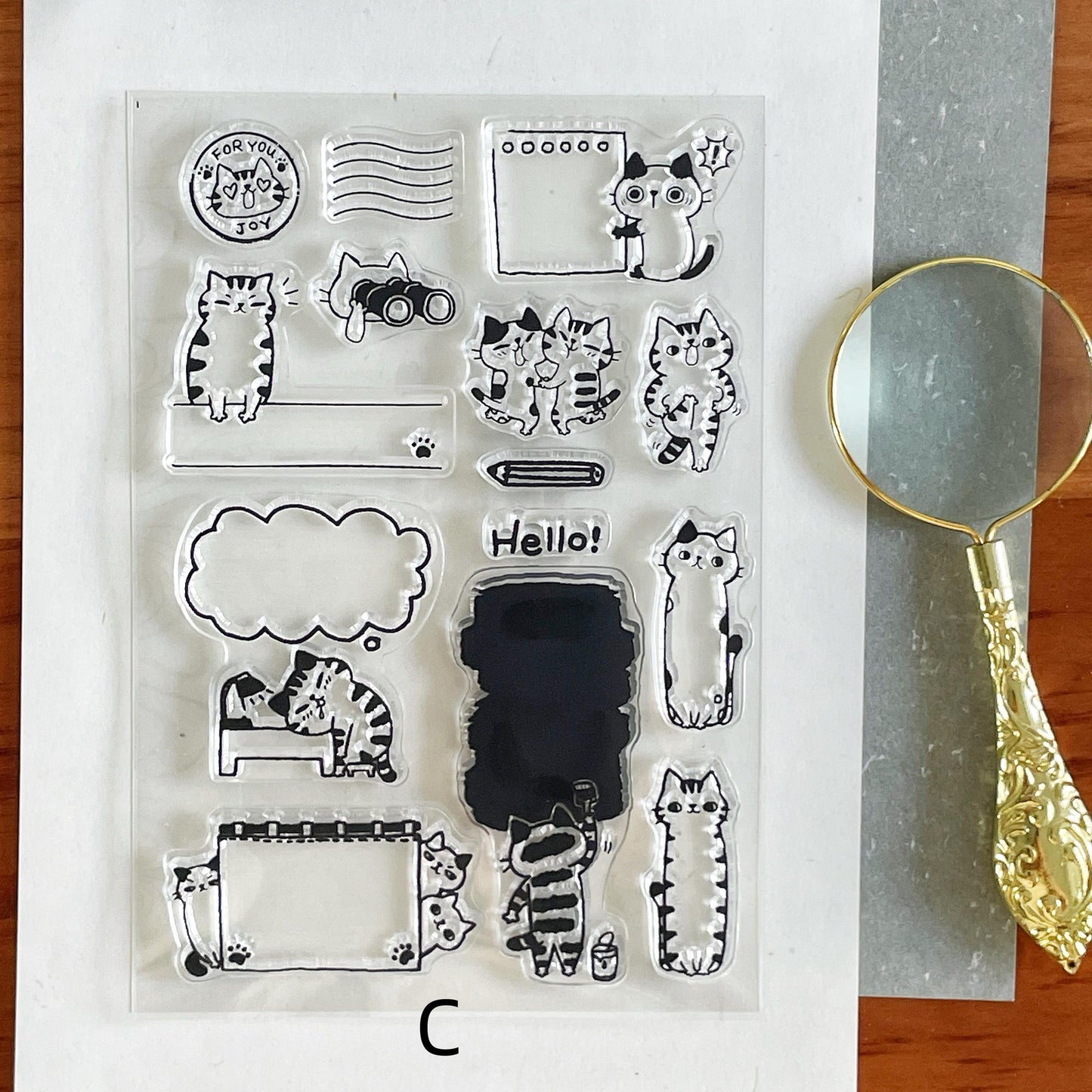 Cute Kitten Cat Clear Stamp | Daily Plan Memo Transparent Rubber Stamp Set | Planner Bullet Journal Journaling Supply TN Accessories
