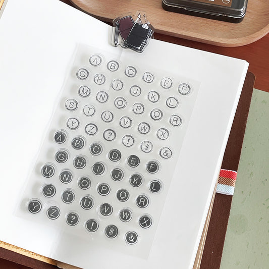 Typewriter Alphabet Journal Clear Stamp | Upper Case Block Letters Planner Transparent Rubber Stamps | Planner Accessories Supplies