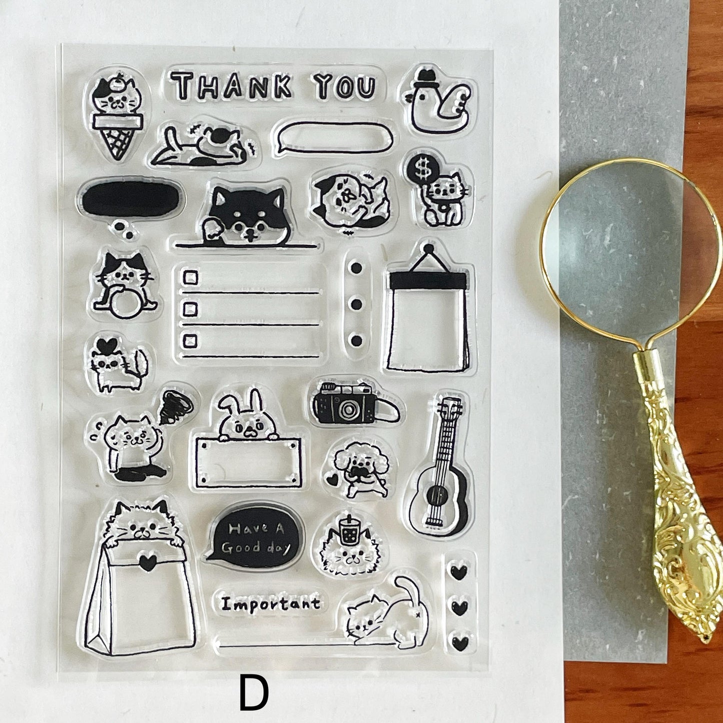 Cute Kitten Cat Clear Stamp | Daily Plan Memo Transparent Rubber Stamp Set | Planner Bullet Journal Journaling Supply TN Accessories