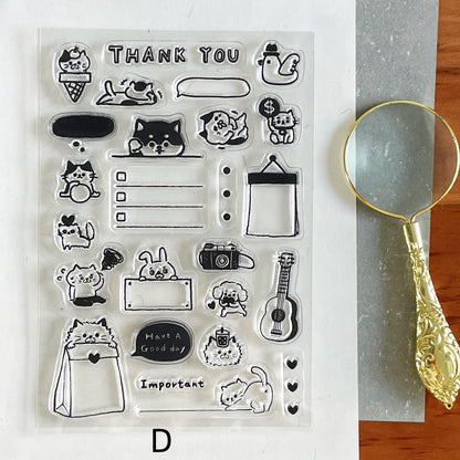 Cute Kitten Cat Clear Stamp | Daily Plan Memo Transparent Rubber Stamp Set | Planner Bullet Journal Journaling Supply TN Accessories