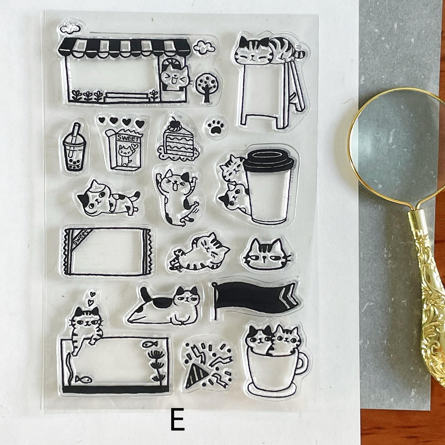 Cute Kitten Cat Clear Stamp | Daily Plan Memo Transparent Rubber Stamp Set | Planner Bullet Journal Journaling Supply TN Accessories
