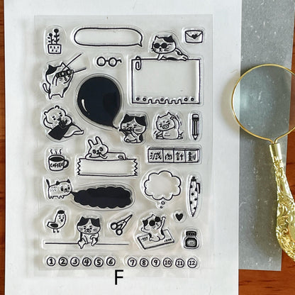 Cute Kitten Cat Clear Stamp | Daily Plan Memo Transparent Rubber Stamp Set | Planner Bullet Journal Journaling Supply TN Accessories