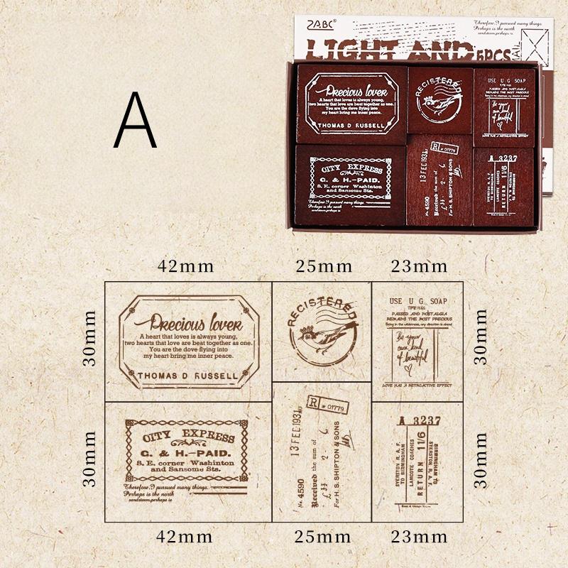 Retro Wooden Rubber Stamp Set | Vintage Flower Fireworks Label | Stamps for Planner Journal Scrapbooking Collage Supplies