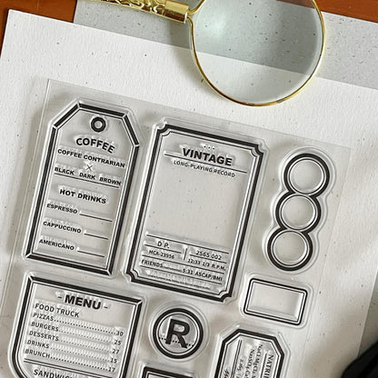 Retro Label Clear Stamp | Tag Transparent Rubber Stamps | Bullet Journal Planner Accessories