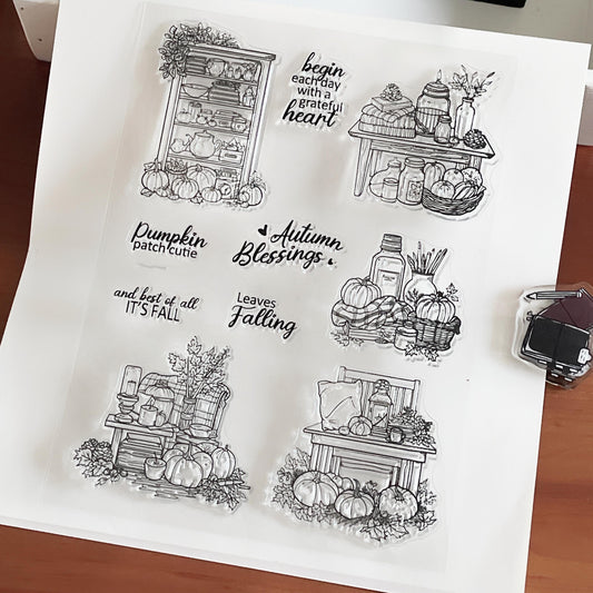 Thanksgiving Journal Clear Stamp | Pumpkin Autumn Planner Craft Transparent Rubber Stamps| Bullet Journal Planner Accessories Supplies
