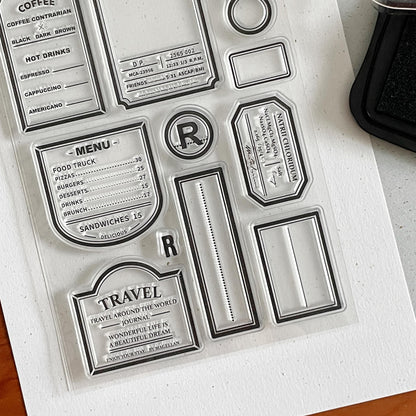 Retro Label Clear Stamp | Tag Transparent Rubber Stamps | Bullet Journal Planner Accessories