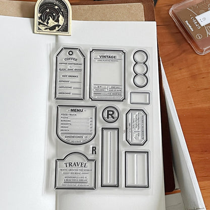 Retro Label Clear Stamp | Tag Transparent Rubber Stamps | Bullet Journal Planner Accessories