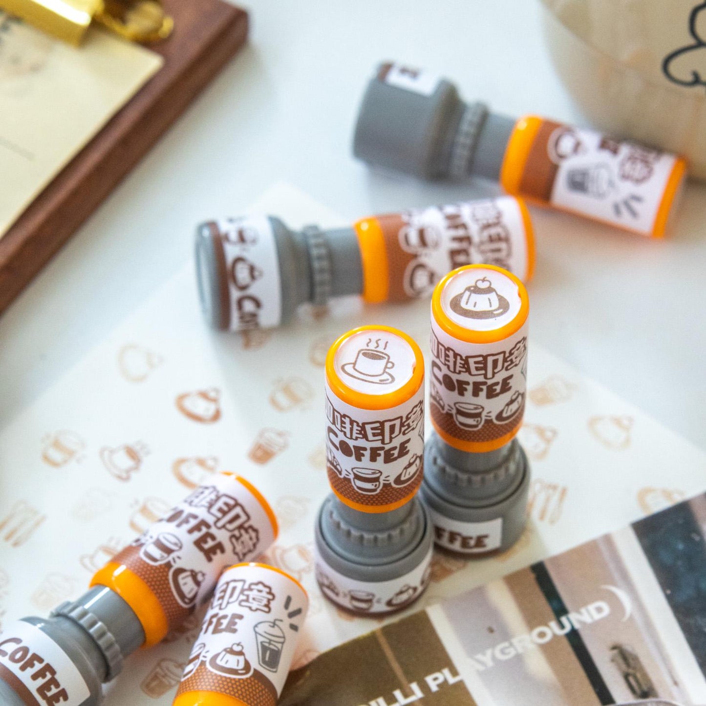 Coffee Self Inking Stamps | Mini Stamp | Coffee Card Stamp | Planner Journal Stamps