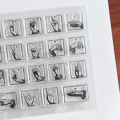 Hand Gesture Manual Alphabet Silicone Stamp | Transparent Clear Rubber Stamp | Decorative Scrapbooking Planner Bullet Journal Stamp