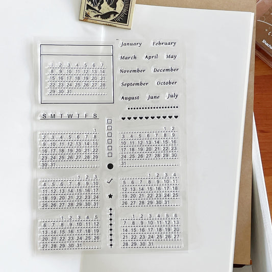 Month Calendar Clear Stamp | Monthly Plan Date 2025 Transparent Rubber Stamps | Bullet Journal Planner Accessories Journaling Supplies