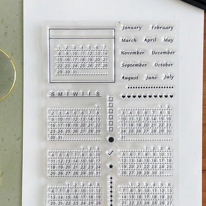 Month Calendar Clear Stamp | Monthly Plan Date 2025 Transparent Rubber Stamps | Bullet Journal Planner Accessories Journaling Supplies