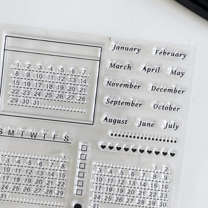 Month Calendar Clear Stamp | Monthly Plan Date 2025 Transparent Rubber Stamps | Bullet Journal Planner Accessories Journaling Supplies