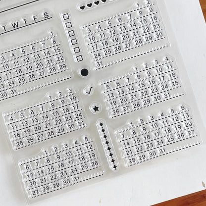 Month Calendar Clear Stamp | Monthly Plan Date 2025 Transparent Rubber Stamps | Bullet Journal Planner Accessories Journaling Supplies