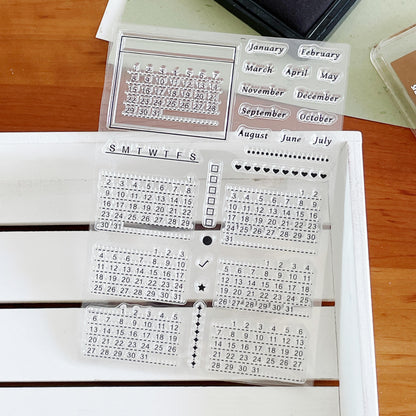 Month Calendar Clear Stamp | Monthly Plan Date 2025 Transparent Rubber Stamps | Bullet Journal Planner Accessories Journaling Supplies