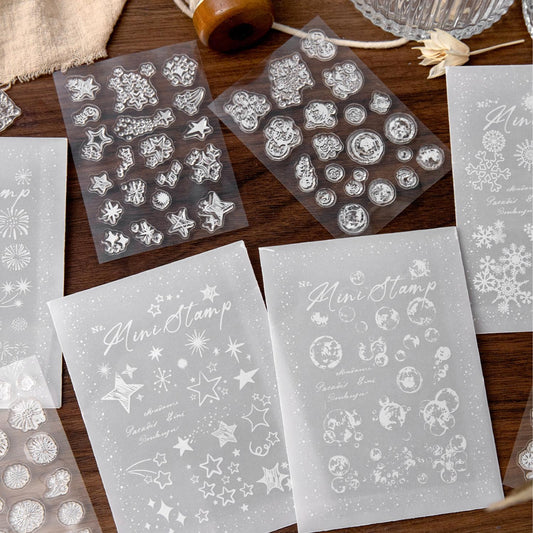 Firework Snowflake Star Bubble Clear Stamp | Transparent Rubber Stamps | Bullet Journal Planner Accessories Journaling Supplies