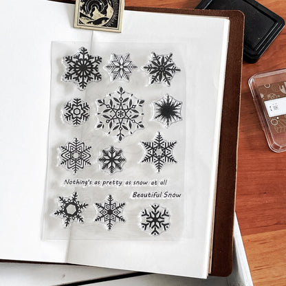 Snow Flakes Clear Stamp | Winter Christmas Transparent Rubber Stamps | Bullet Journal Planner Accessories Card Making