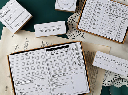 Daily Plan Rubber Stamp | Wooden Stamp Set | Scrapbooking | Planner Stamp |