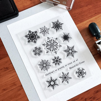 Snow Flakes Clear Stamp | Winter Christmas Transparent Rubber Stamps | Bullet Journal Planner Accessories Card Making