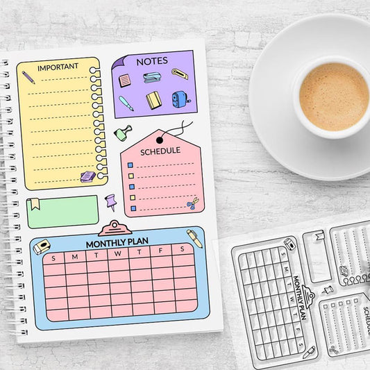 Tracker List Notes Daily Plan Clear Stamp | Transparent Rubber Stamps | Bullet Journal Planner Accessories Journaling