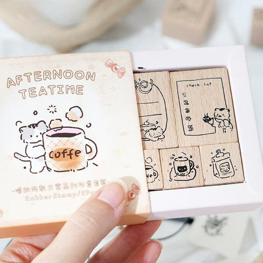 Lovely Cat To Do List Rubber Stamp | Kitten Coffee Wooden Stamp Set | Scrapbooking Bullet Journal Junk Journal Planner Stamp