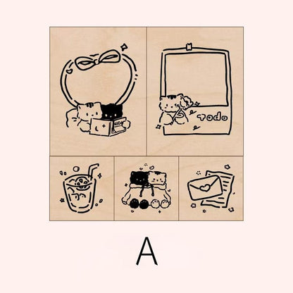 Lovely Cat To Do List Rubber Stamp | Kitten Coffee Wooden Stamp Set | Scrapbooking Bullet Journal Junk Journal Planner Stamp