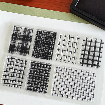 Grid Plaid Checkered Line Square Silicone Stamp | Transparent Clear Stamp Set | Scrapbooking Stamp | Planner Stamp | Bullet Journal
