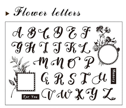 Flower Letters Silicone Stamp | Transparent Clear Stamp Set | Scrapbooking | Planner Stamp |  | Midori Traveler’s Notebook