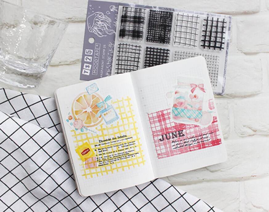 Grid Plaid Checkered Line Square Silicone Stamp | Transparent Clear Stamp Set | Scrapbooking Stamp | Planner Stamp | Bullet Journal