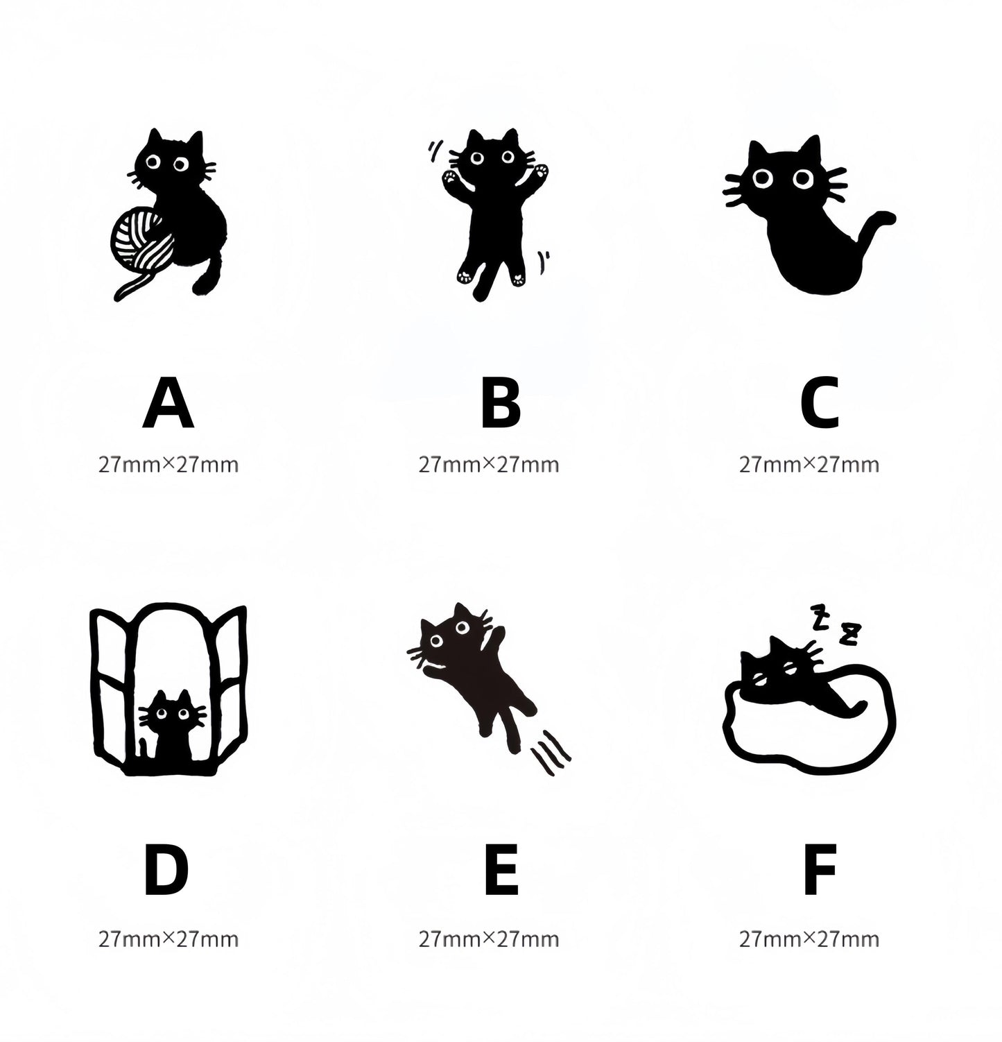 Cute Black Cat Wood Rubber Stamp | Cat Lover Gift | Junk Journal Scrapbooking Planner Accessories Bullet Journal Collage Supplies