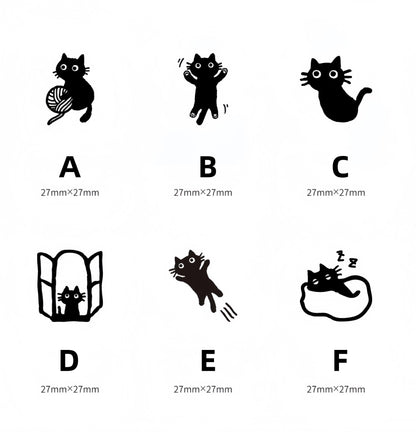 Cute Black Cat Wood Rubber Stamp | Cat Lover Gift | Junk Journal Scrapbooking Planner Accessories Bullet Journal Collage Supplies