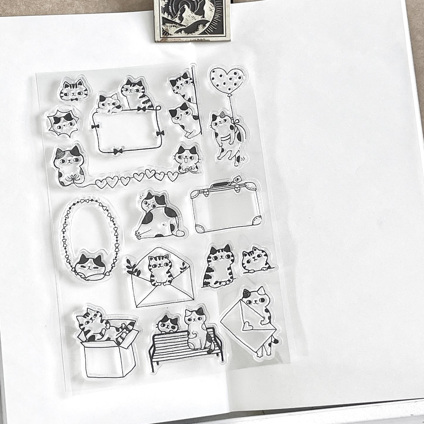 Cute Cat Clear Stamp | Lover Couple Transparent Rubber Stamp Set | Planner Bullet Journal Journaling Supply TN Accessories