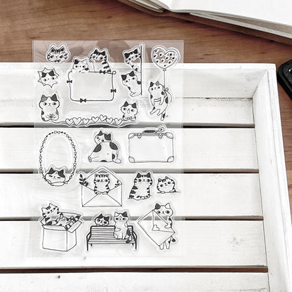 Cute Cat Clear Stamp | Lover Couple Transparent Rubber Stamp Set | Planner Bullet Journal Journaling Supply TN Accessories