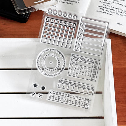 Weekly Plan Clear Stamp | Calendar Habit Tracker Timeline Checklist Transparent Rubber Stamps | Bullet Journal Planner Accessories