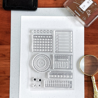 Weekly Plan Clear Stamp | Calendar Habit Tracker Timeline Checklist Transparent Rubber Stamps | Bullet Journal Planner Accessories