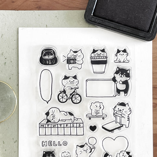 Cute Animal Clear Stamp | Cat Transparent Rubber Stamp Set | Planner Bullet Journal Journaling Supply TN Accessories