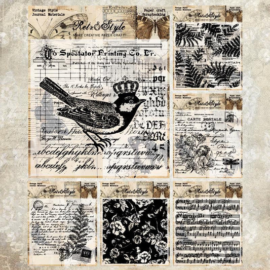 Retro Plant Bird Nature Background Clear Stamp | Vintage Decorative Transparent Rubber Stamps | Bullet Journal Planner Accessories Supplies