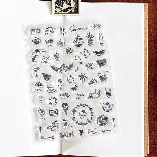 Summer Clear Stamp | Mini Icon Travel Transparent Rubber Stamps | Bullet Journal Planner Accessories