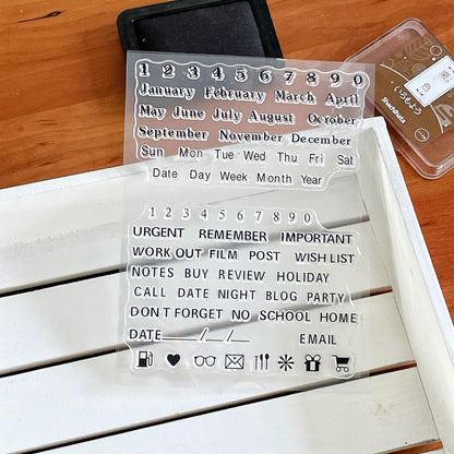 Month Week Calendar Clear Stamp | Monthly Plan Weekly Plan Date 2025 Transparent Rubber Stamps | Bullet Journal Planner Accessories