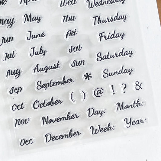 Month Week Date Calendar Clear Stamp | Daily Plan Transparent Rubber Stamps | Bullet Journal Planner Accessories Journaling Supplies
