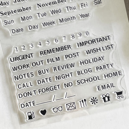 Month Week Calendar Clear Stamp | Monthly Plan Weekly Plan Date 2025 Transparent Rubber Stamps | Bullet Journal Planner Accessories