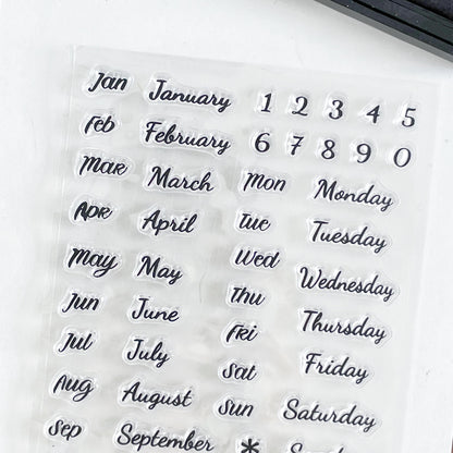 Month Week Date Calendar Clear Stamp | Daily Plan Transparent Rubber Stamps | Bullet Journal Planner Accessories Journaling Supplies