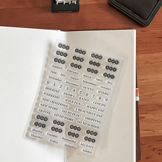 Month Calendar Clear Stamp | Monthly Plan Week Day Date Transparent Rubber Stamps | Bullet Journal Planner Accessories Journaling Supplies