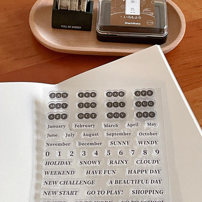 Month Calendar Clear Stamp | Monthly Plan Week Day Date Transparent Rubber Stamps | Bullet Journal Planner Accessories Journaling Supplies