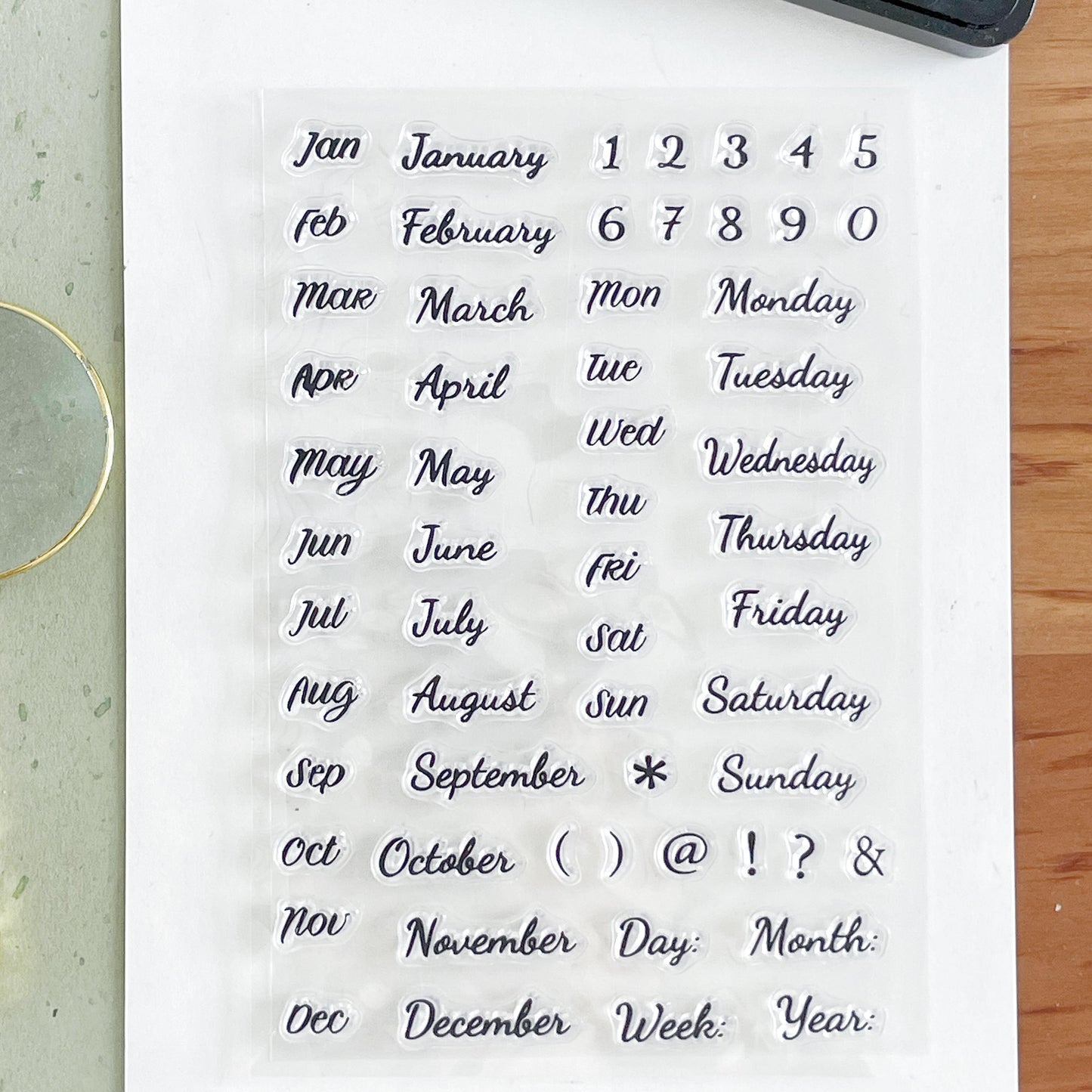 Month Week Date Calendar Clear Stamp | Daily Plan Transparent Rubber Stamps | Bullet Journal Planner Accessories Journaling Supplies