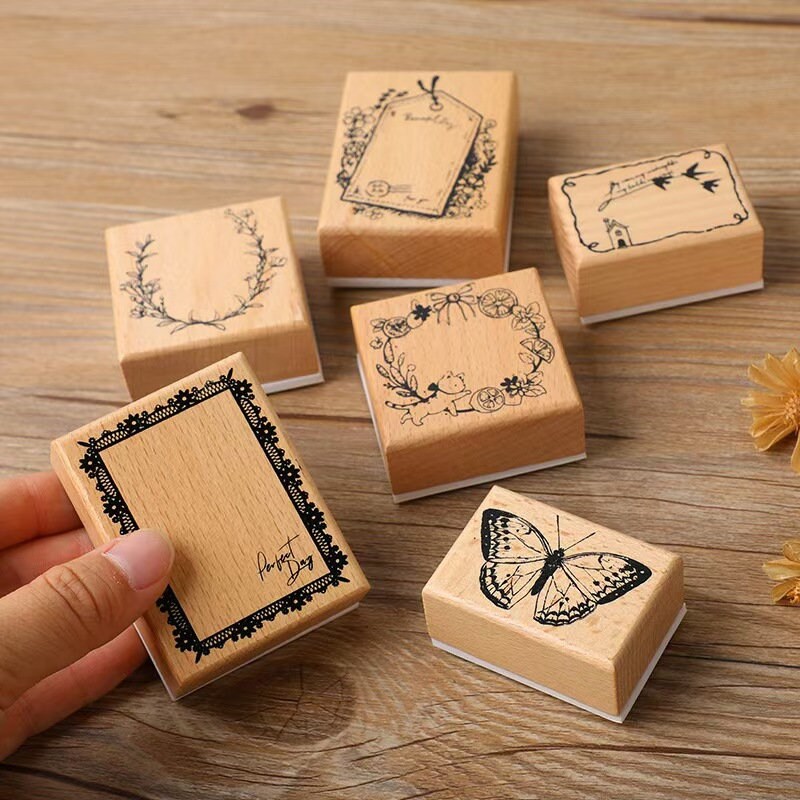 Memo Frame Rubber Stamp | Butterfly Garland Wooden Stamp | Scrapbooking Stamp | Planner Supplies | Rubber Stamp | Junk Journal